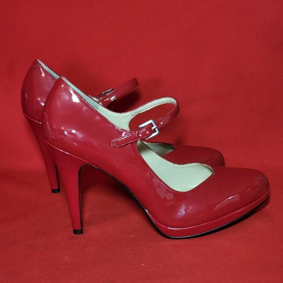 Nine West Womens Shoes Red Mary Jane Pumps Ankle Strap Spike High Heels 9M - Picture 15 of 15